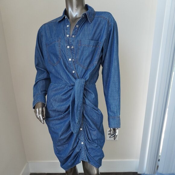 Veronica Beard Sierra Dress Blue Cotton Shirt Dress Rushed Size 00 New Tag - Picture 3 of 8